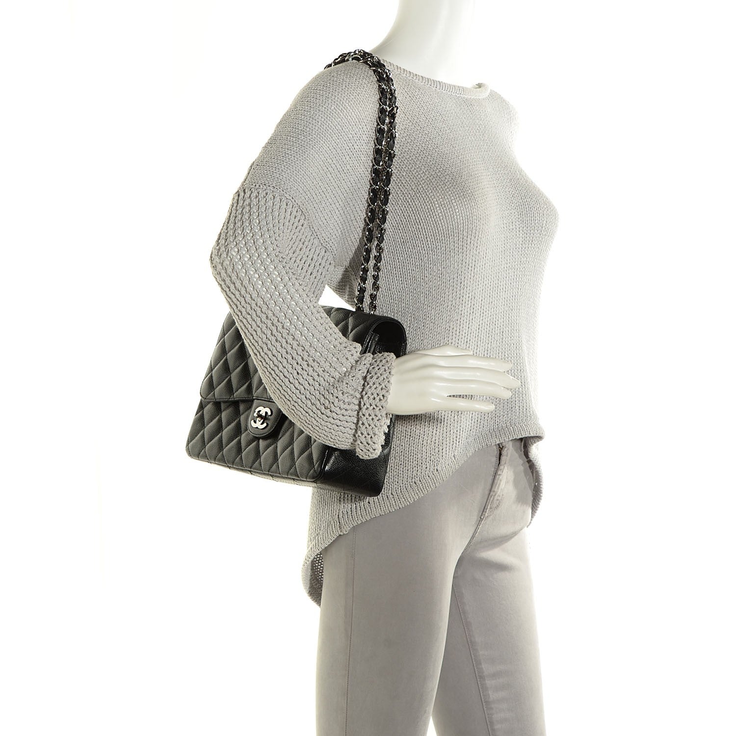 Chanel Caviar Quilted Jumbo Single Flap Black 2 of 8