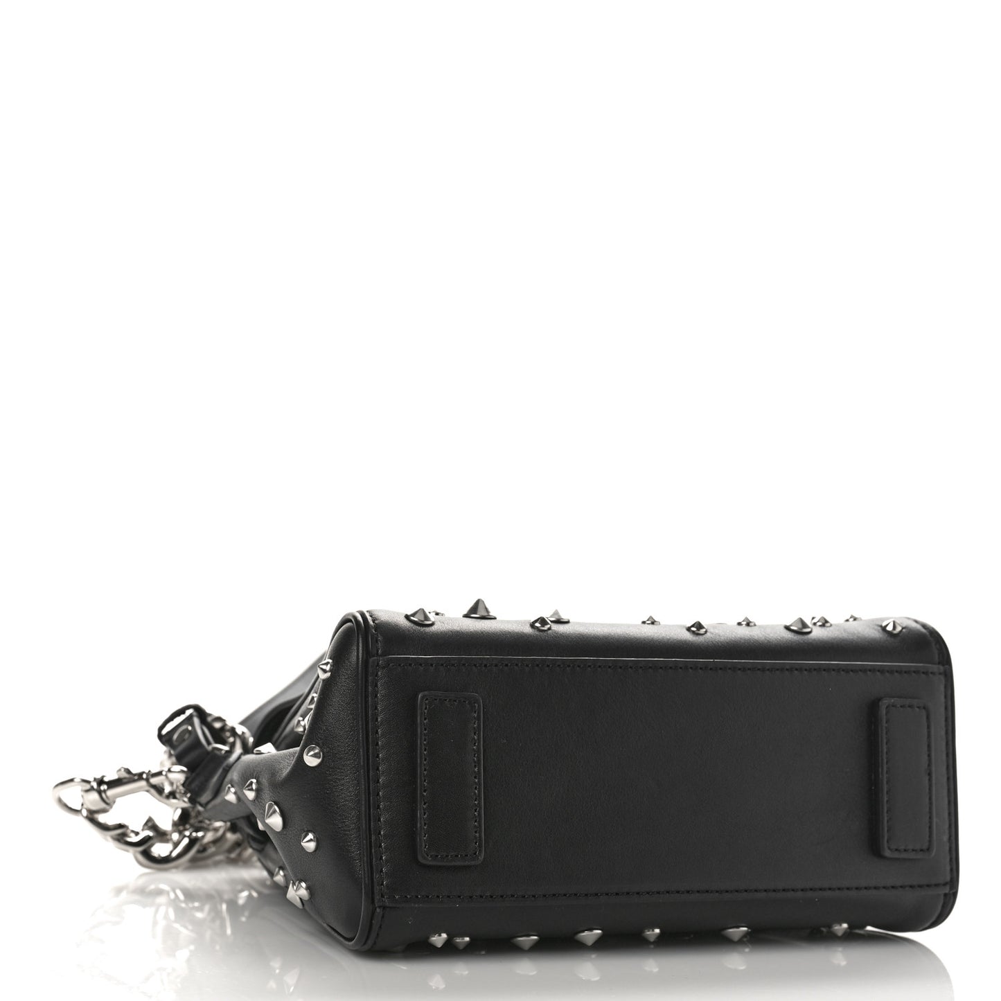 Grained Calfskin Spiked Small La Medusa Top Handle Bag Black