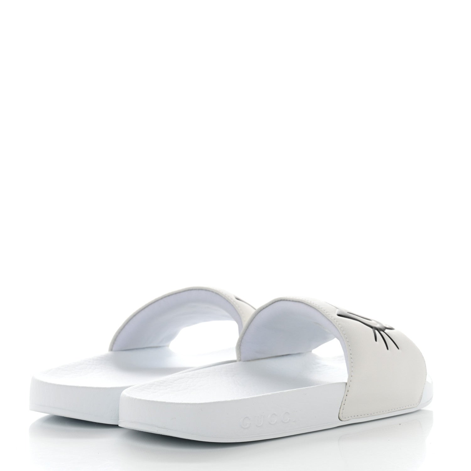 Gucci Nappa Interlocking G Cat Womens Pursuit Slide Sandals 37 Great White 4 of 7
