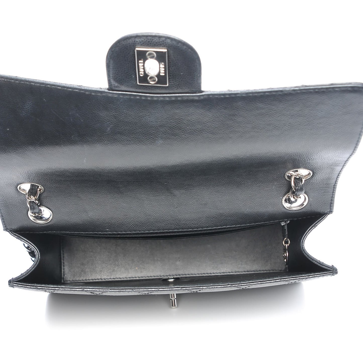 Caviar Stitch Medium Single Flap Black