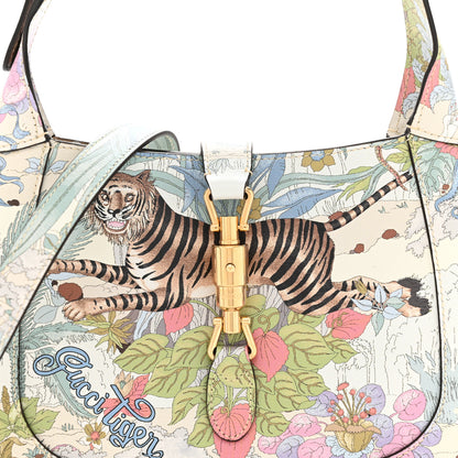 Gucci New Shangai Calfskin Tiger Savanah Small Jackie 1961 Hobo Chalky White Multicolor 8 of 14