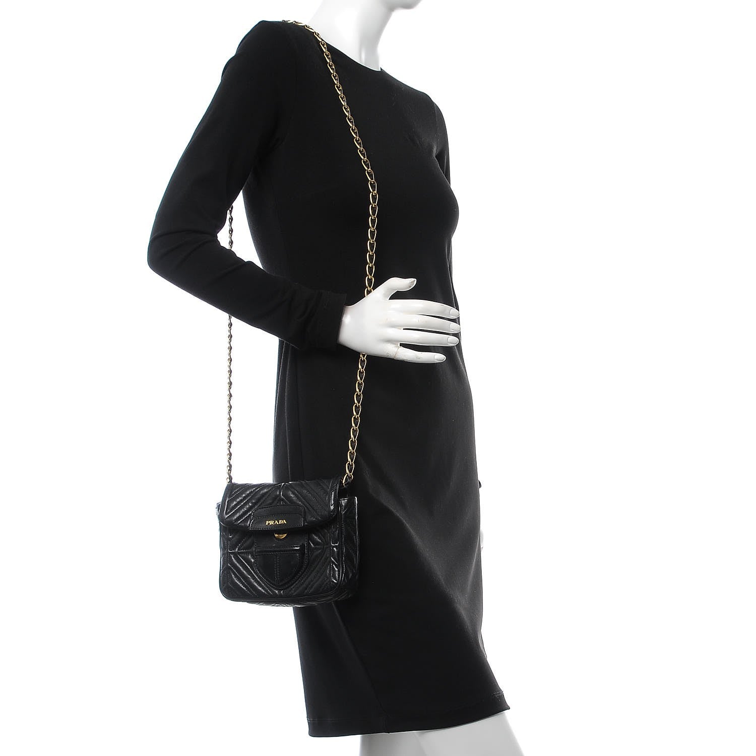 Prada Nappa Quilted Crossbody Bag Black 2 of 8
