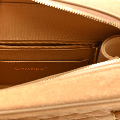 Chanel Suede Quilted CC Tassel Camera Case Light Brown 6 of 10