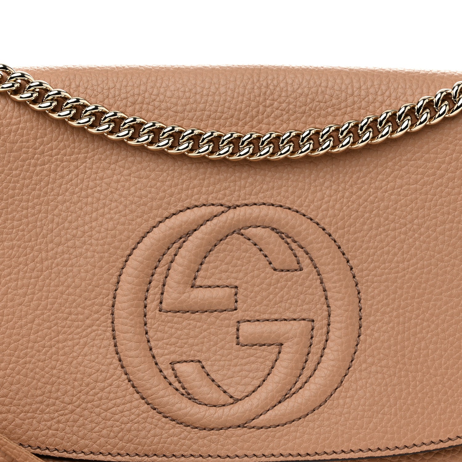 Gucci Pebbled Calfskin Medium Soho Flap Crossbody Camelia 8 of 11