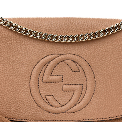 Gucci Pebbled Calfskin Medium Soho Flap Crossbody Camelia 8 of 11