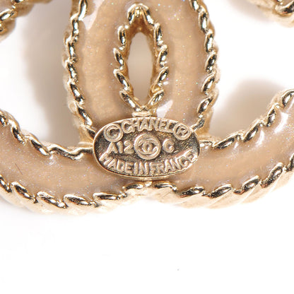 Chanel Enamel CC Dangle Earrings Gold Beige 4 of 4