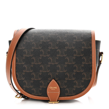 Celine Triomphe Canvas Medium Folco Bag Tan 1 of 10