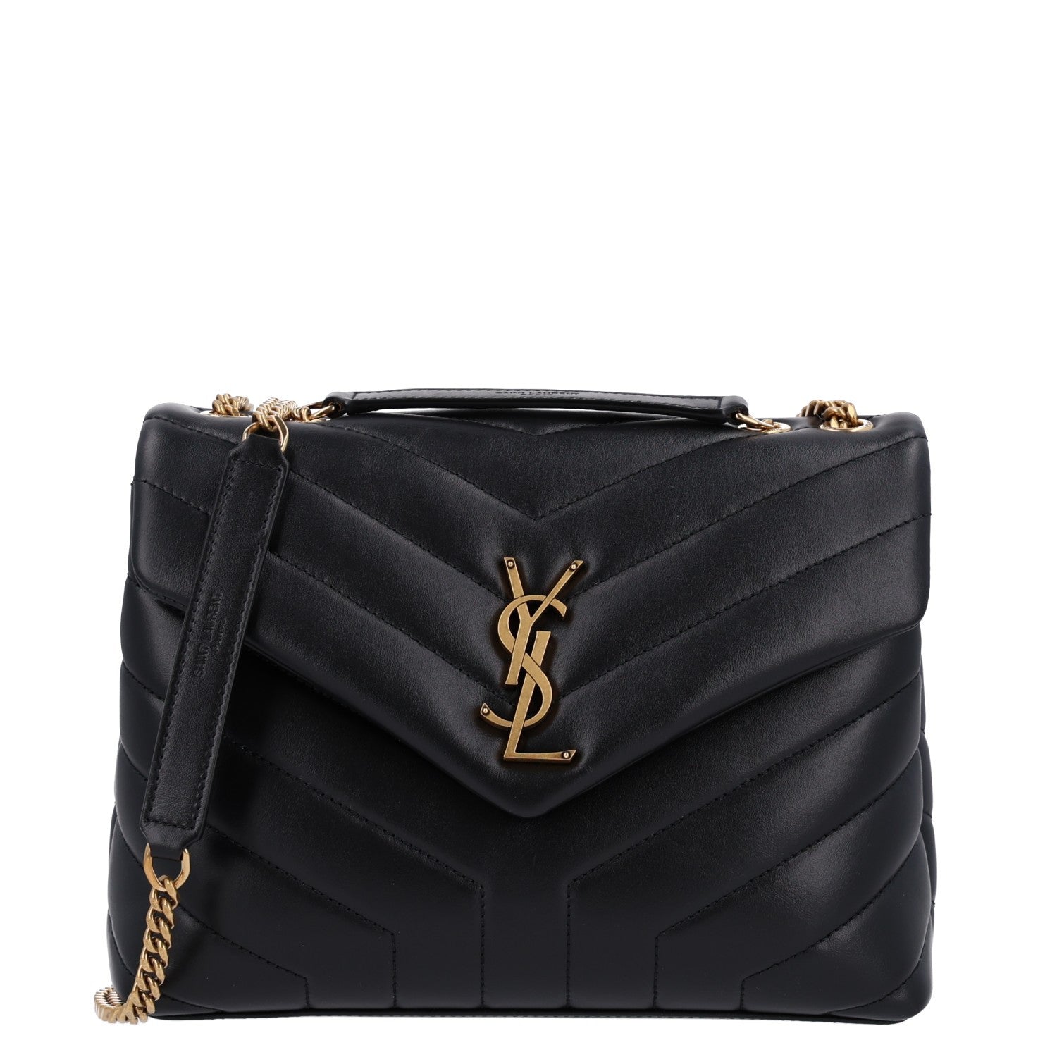 Saint Laurent Calfskin Y Quilted Monogram Small Loulou Chain Satchel Black 1 of 11