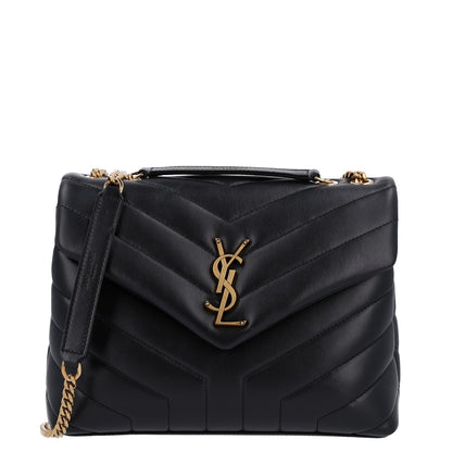 Saint Laurent Calfskin Y Quilted Monogram Small Loulou Chain Satchel Black 1 of 11