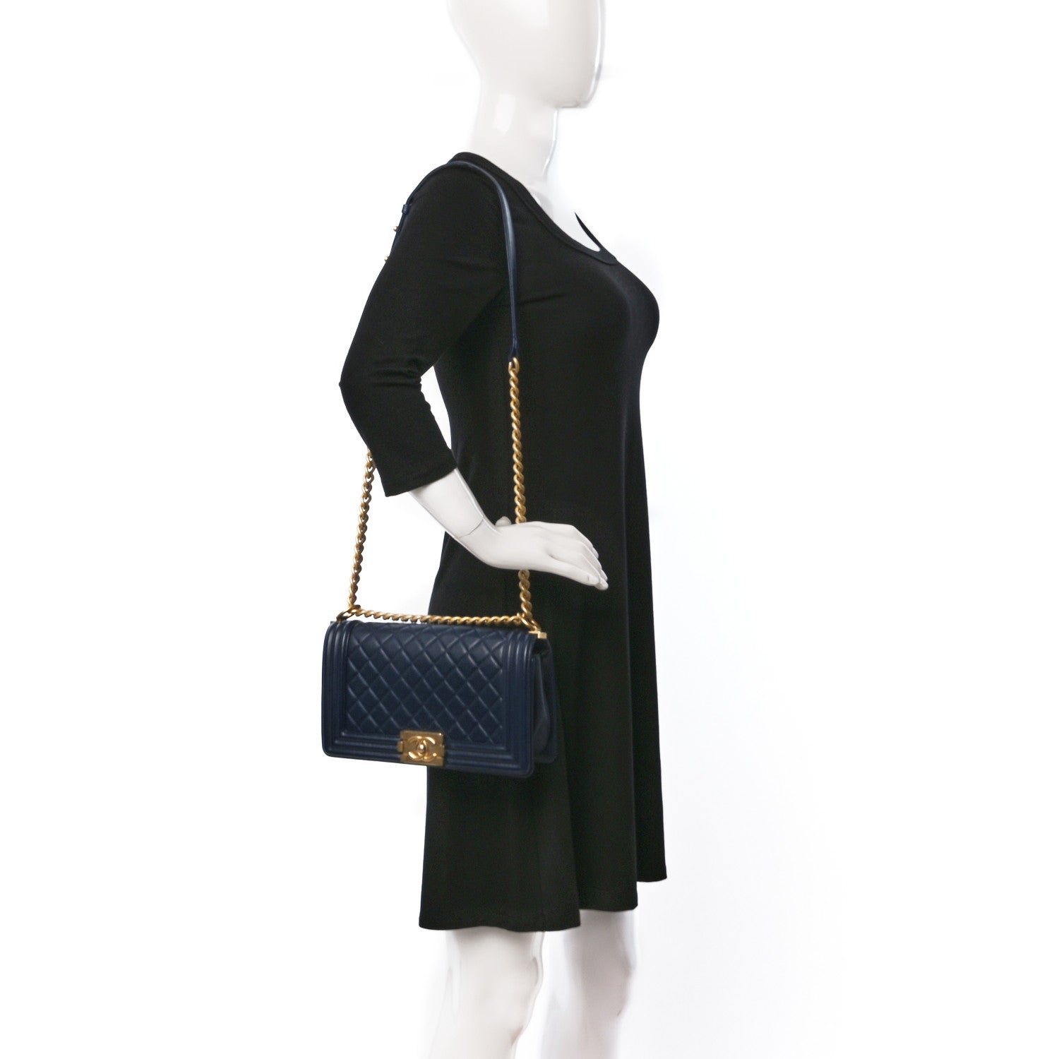 Chanel Lambskin Quilted Medium Boy Flap Dark Navy 2 of 10