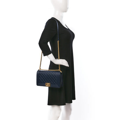 Chanel Lambskin Quilted Medium Boy Flap Dark Navy 2 of 10