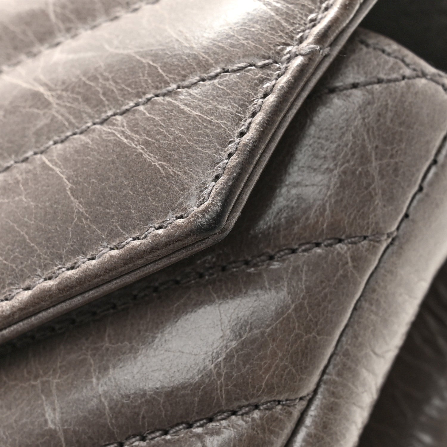 Saint Laurent Waxed Calfskin Matelasse Chevron Medium Monogram College Bag Fog Gray 13 of 14