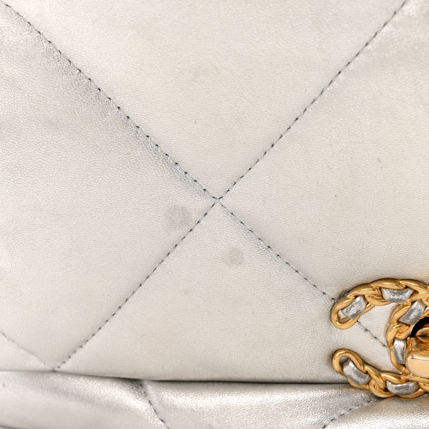 Chanel Metallic Lambskin Quilted Large Chanel 19 Flap Silver 13 of 16