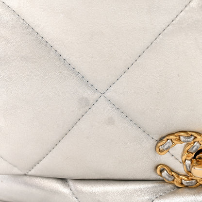 Chanel Metallic Lambskin Quilted Large Chanel 19 Flap Silver 13 of 16