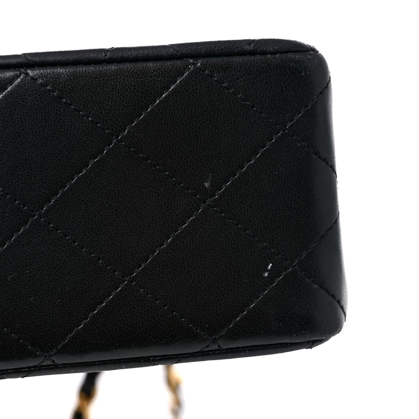 Lambskin Quilted Medium Double Flap Black