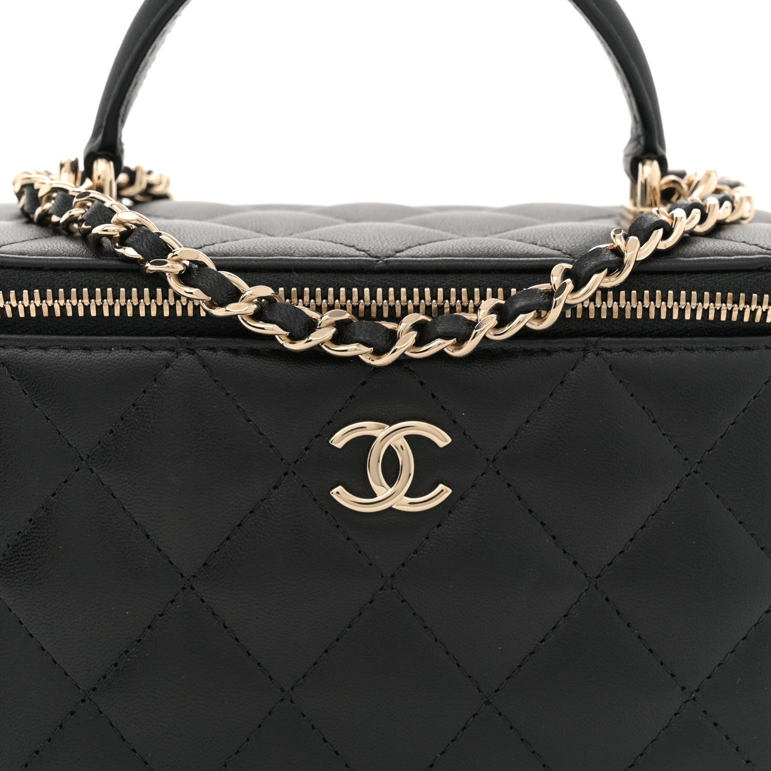 Chanel Lambskin Quilted Small Top Handle Vanity Case With Chain Black 8 of 12