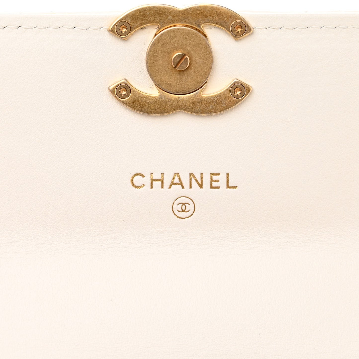 Calfskin Quilted Perfect Fit Coin Purse With Chain White