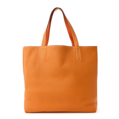 Hermes Taurillon Clemence Double Sens 36 Reversible Tote Moutarde Orange 3 of 17