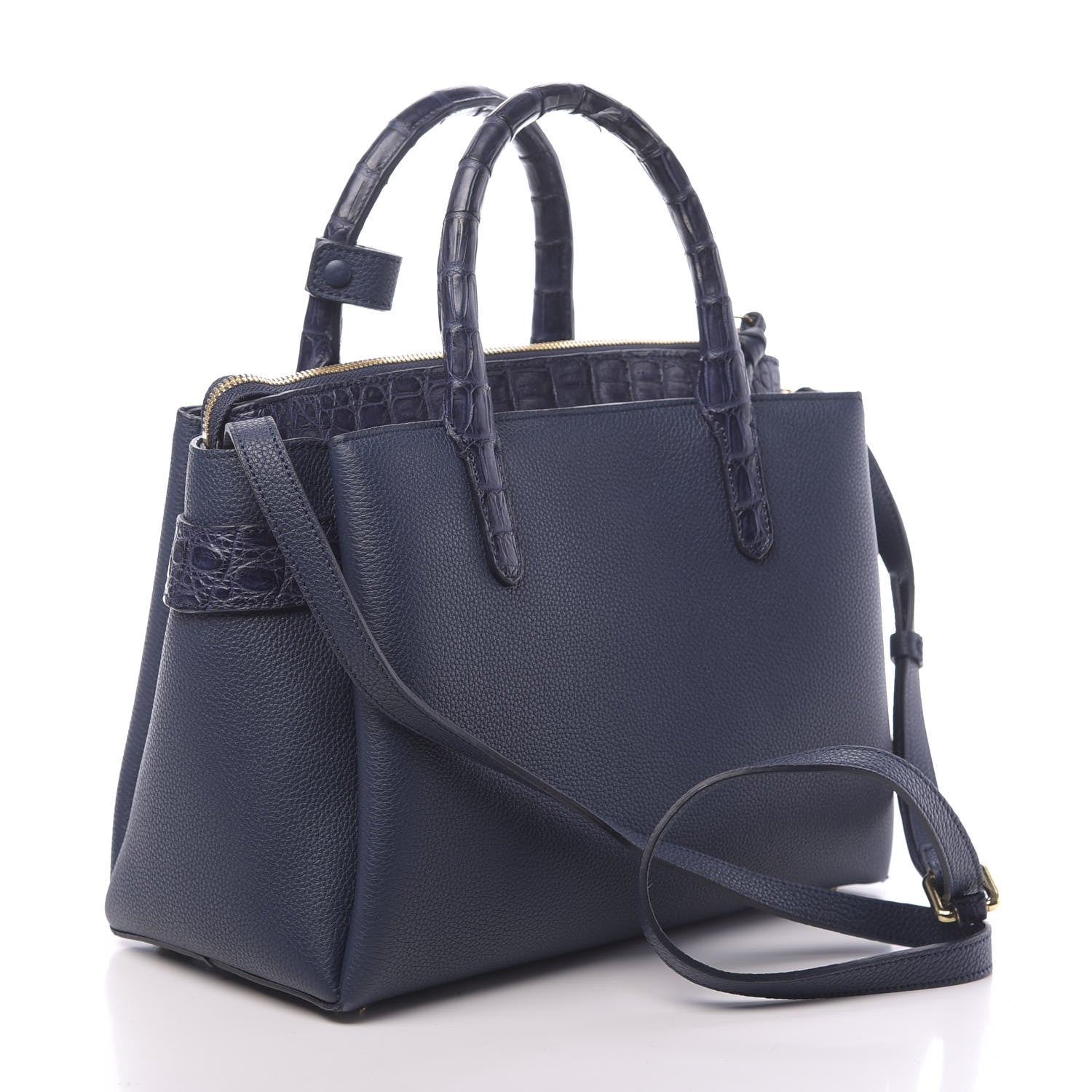 Nancy Gonzalez Calfskin Crocodile Cristie Satchel Navy 4 of 12