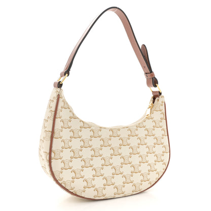 Celine Canvas Calfskin Ava Triomphe Shoulder Bag White 3 of 12