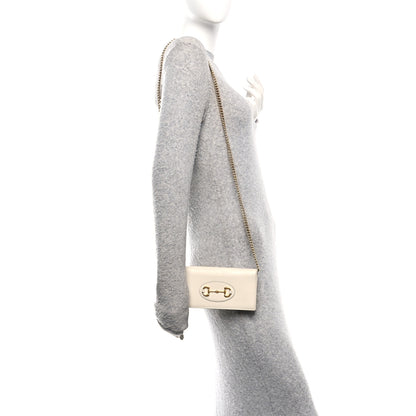 Gucci Boarded Plutone Calfskin Horsebit 1955 Wallet On Chain Mystic White 2 of 14