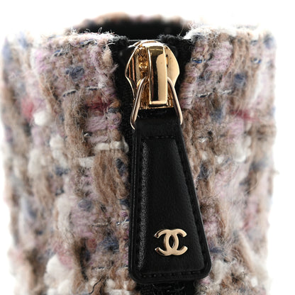 Chanel Tweed Calfskin Pearl Combat Short Boots 38.5 Multicolor 10 of 11