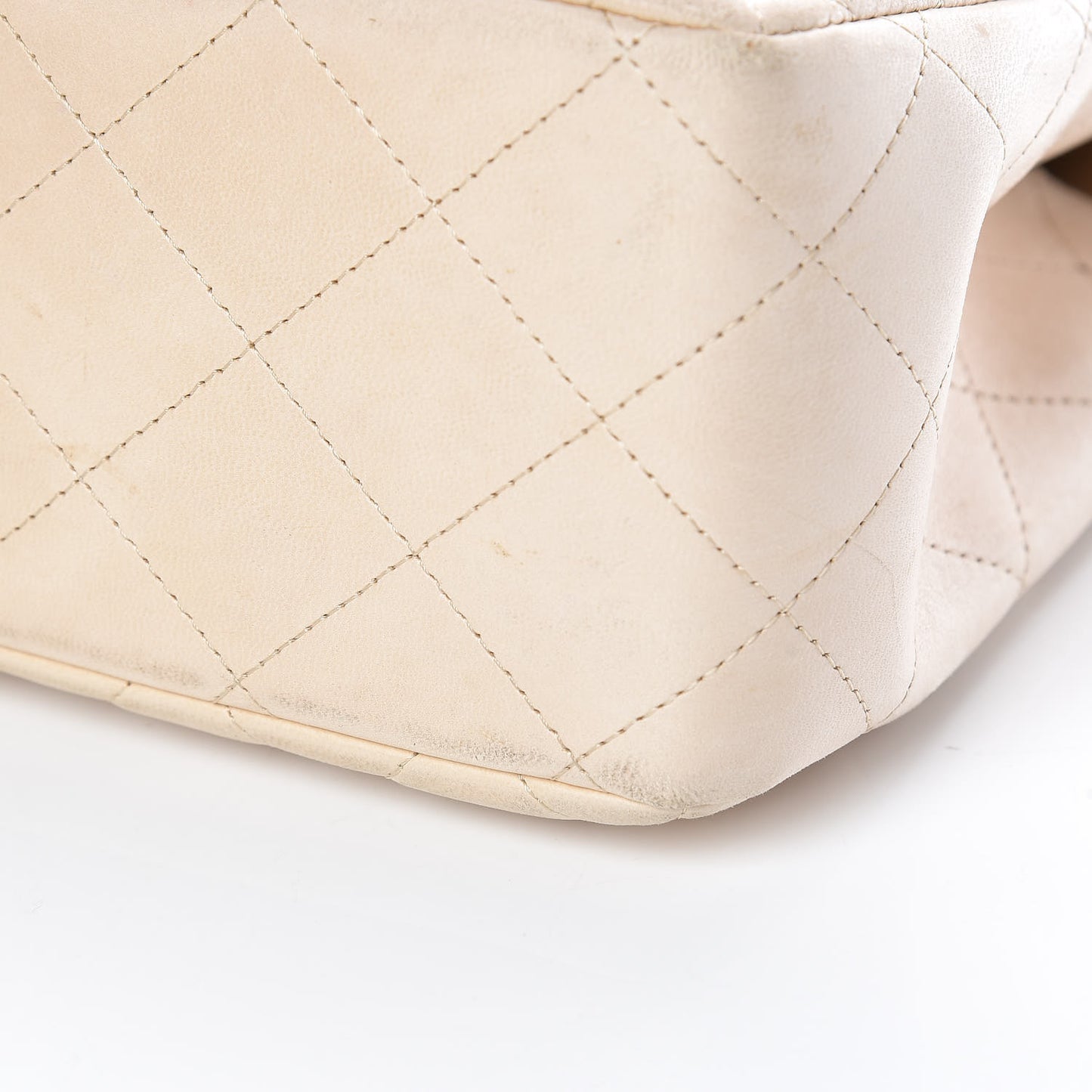 Lambskin Quilted Jumbo Double Flap Light Beige