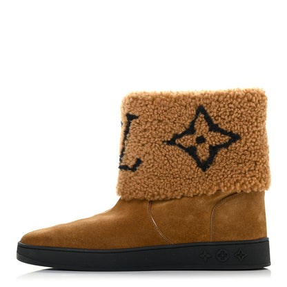 Louis Vuitton Suede Calfskin Shearling Snowdrop Flat Ankle Boot 39 Cognac 1 of 5