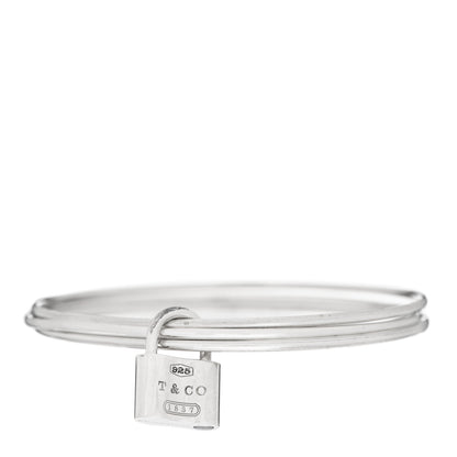 Tiffany Sterling Silver 1837 Triple Bangle Lock Bracelet 1 of 6