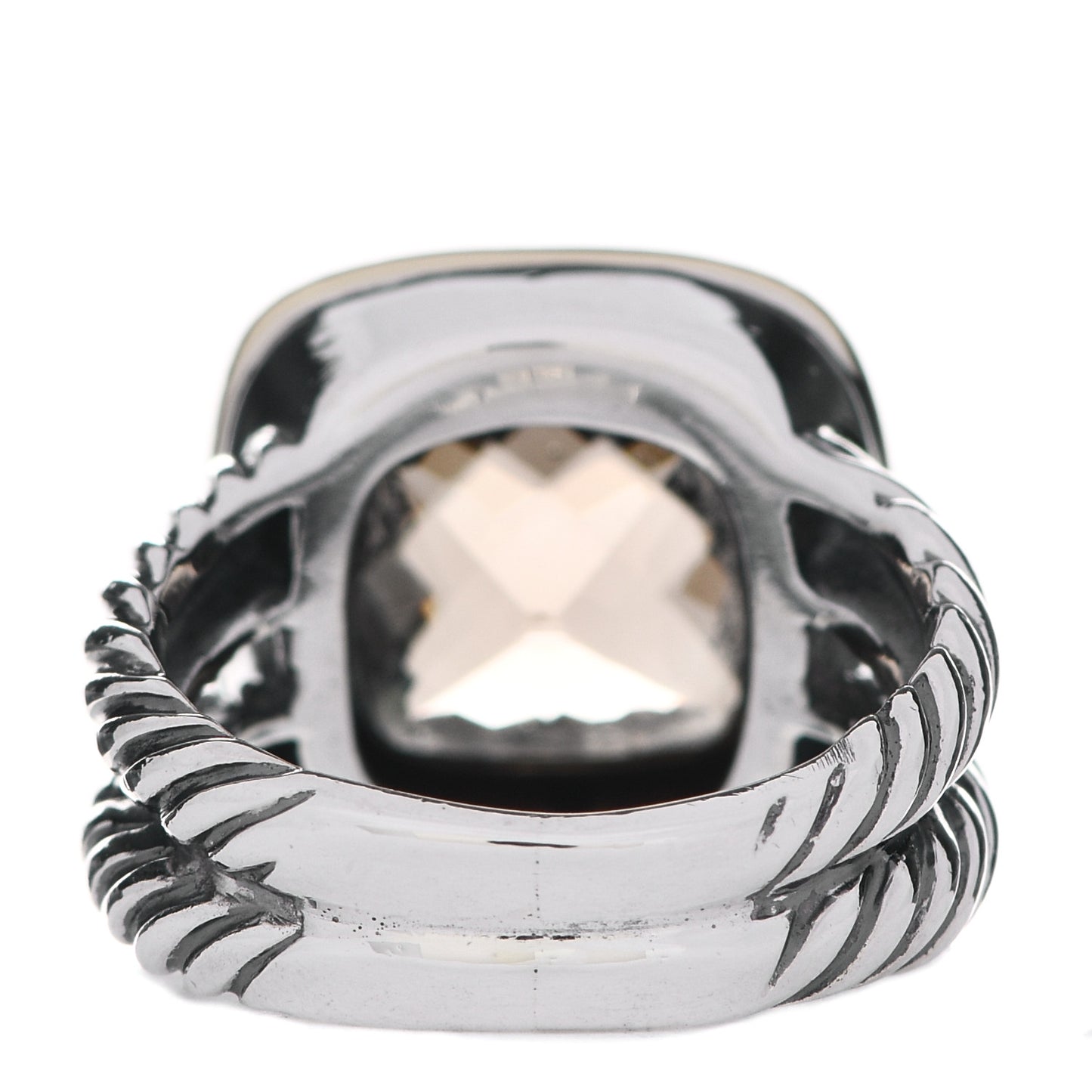 Sterling Silver 18K Yellow Gold Smoky Quartz 11mm Albion Ring 50 5.25