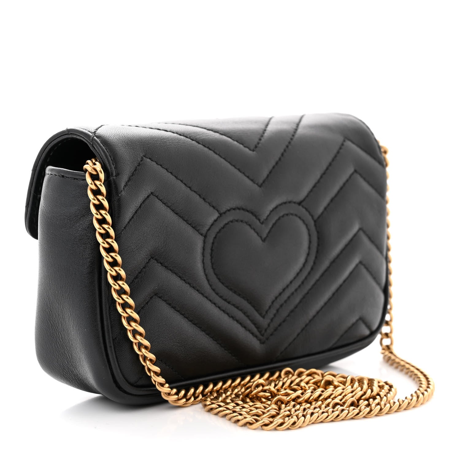 Gucci Calfskin Matelasse Super Mini GG Marmont Shoulder Bag Black 3 of 11