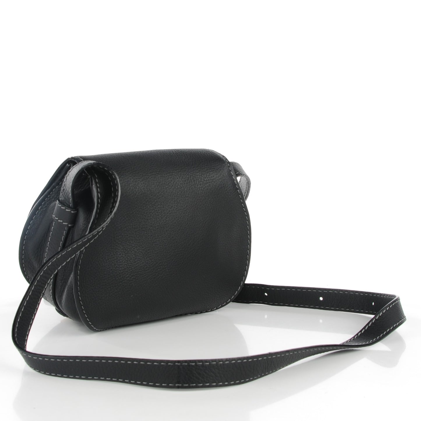 Calfskin Mini Marcie Round Crossbody Bag Black