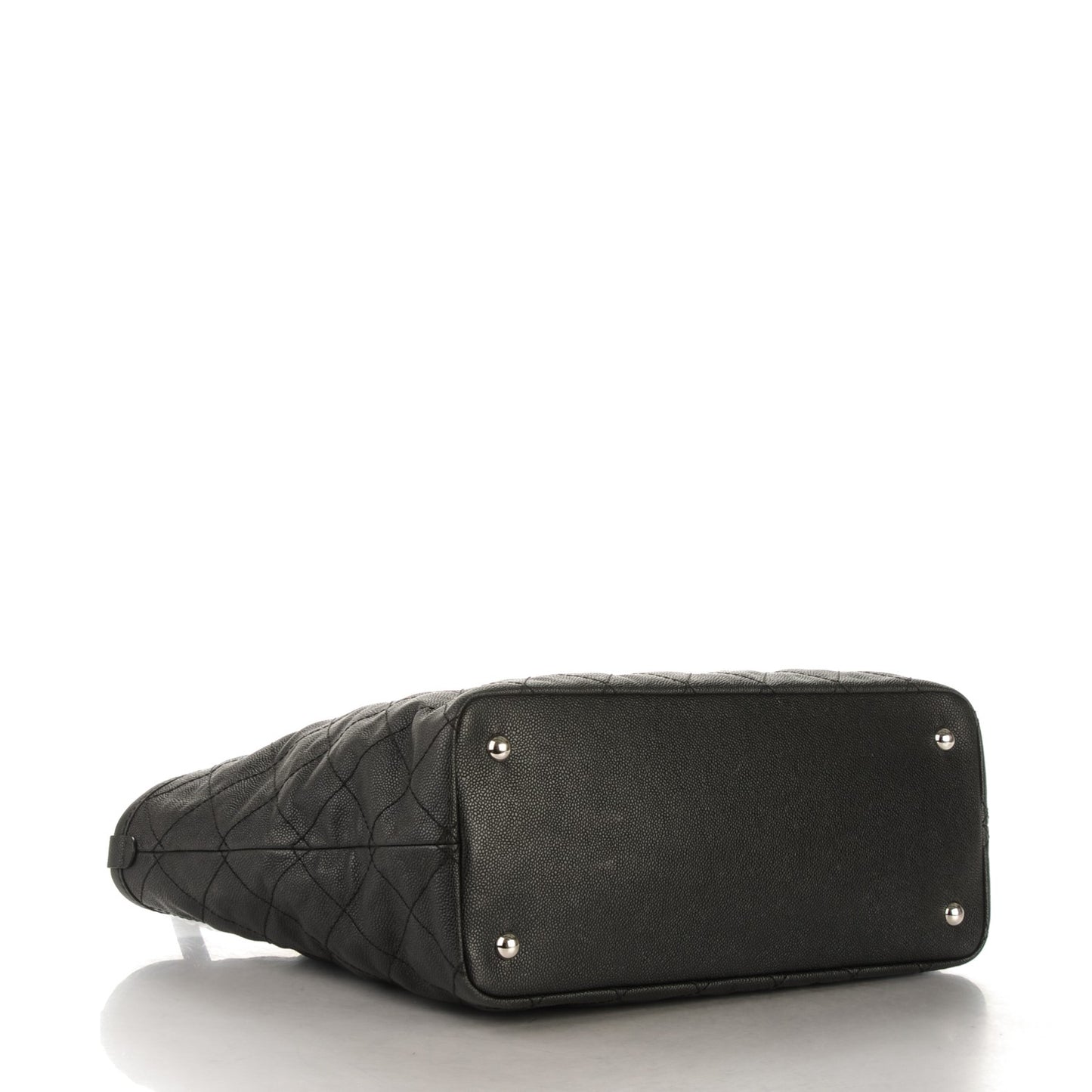 Grained Calfskin Quilted Large Daily Tote Black