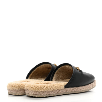 Gucci Nappa Wool Womens Fria Slippers 38 Black Butterscotch 4 of 9