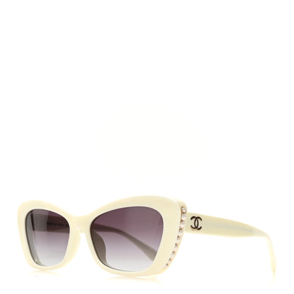 Chanel Acetate Pearl Cat Eye CC Sunglasses 5481-H White 1 of 7