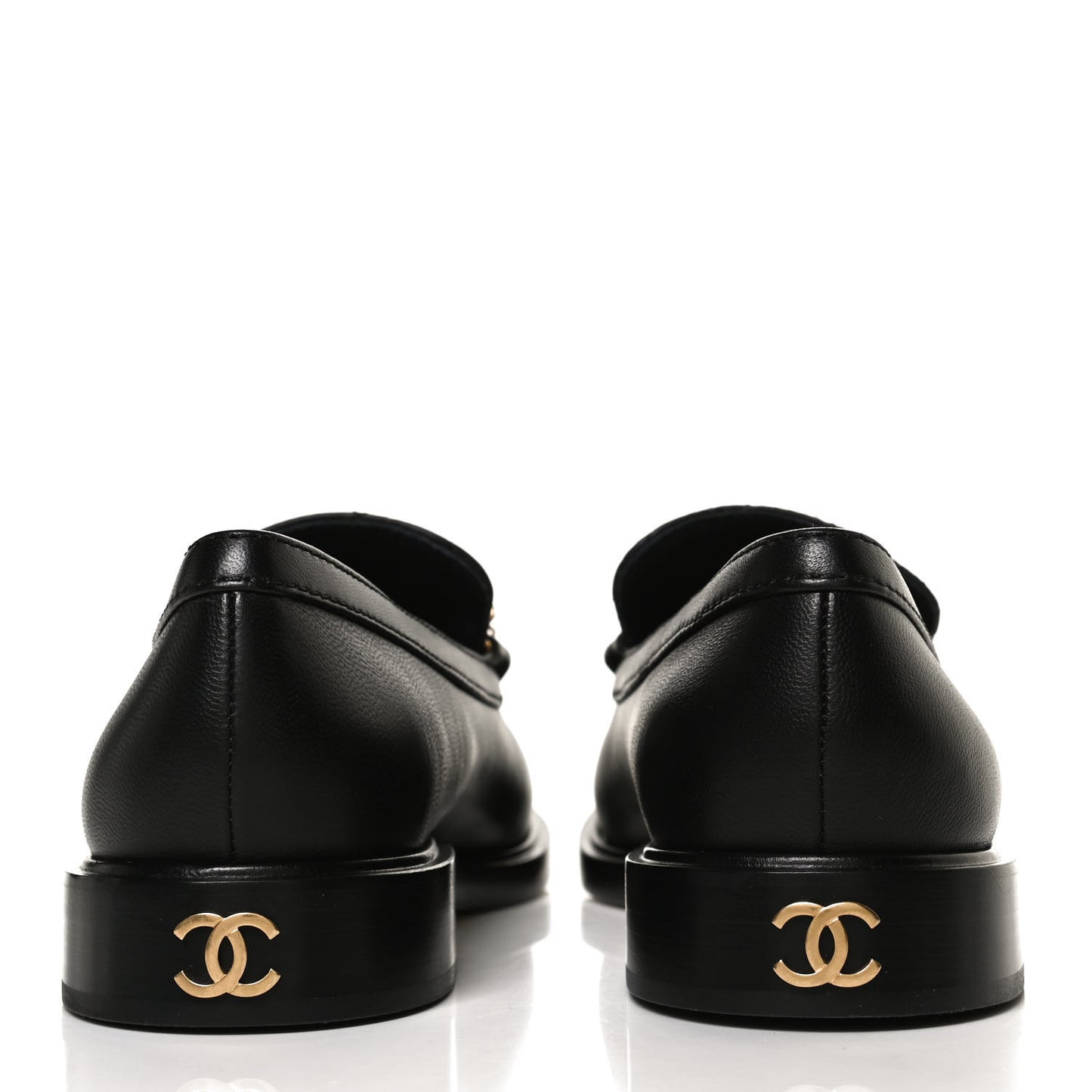 Lambskin Pearl Crystal Quilted CC Logo Jewelry Loafers 38 Black