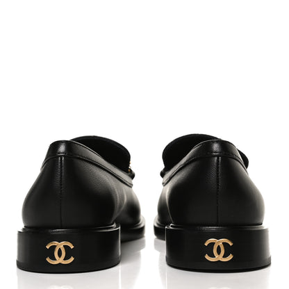 Chanel Lambskin Pearl Crystal Quilted CC Logo Jewelry Loafers 38 Black 6 of 11
