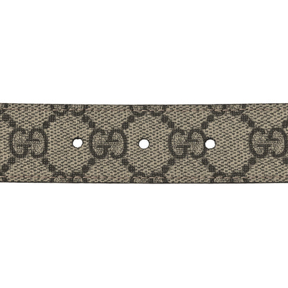 Gucci GG Supreme Monogram Plutone Calfskin Double G Reversible 30mm Belt 85 34 Beige Ebony Mystic White 3 of 8