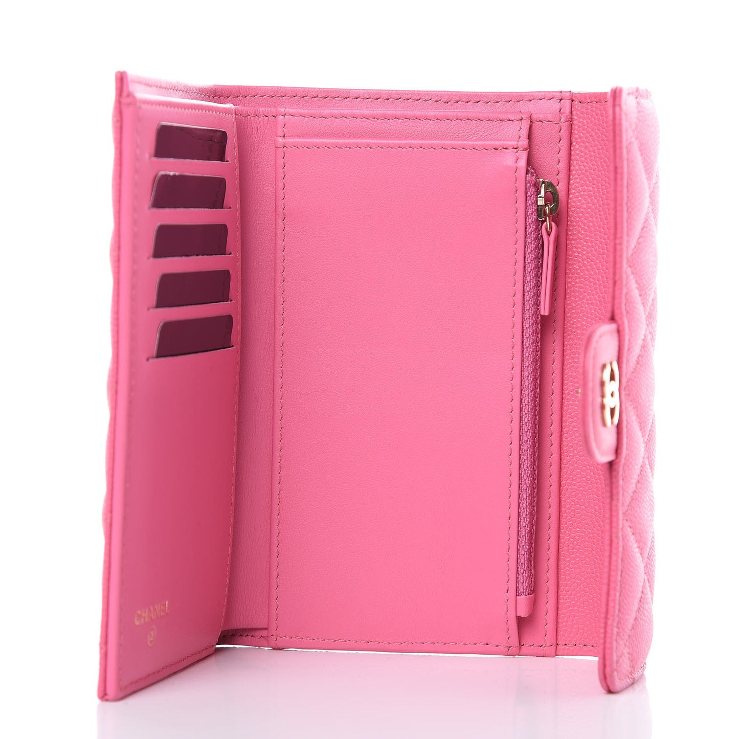 Caviar Quilted Medium Flap Wallet Pink