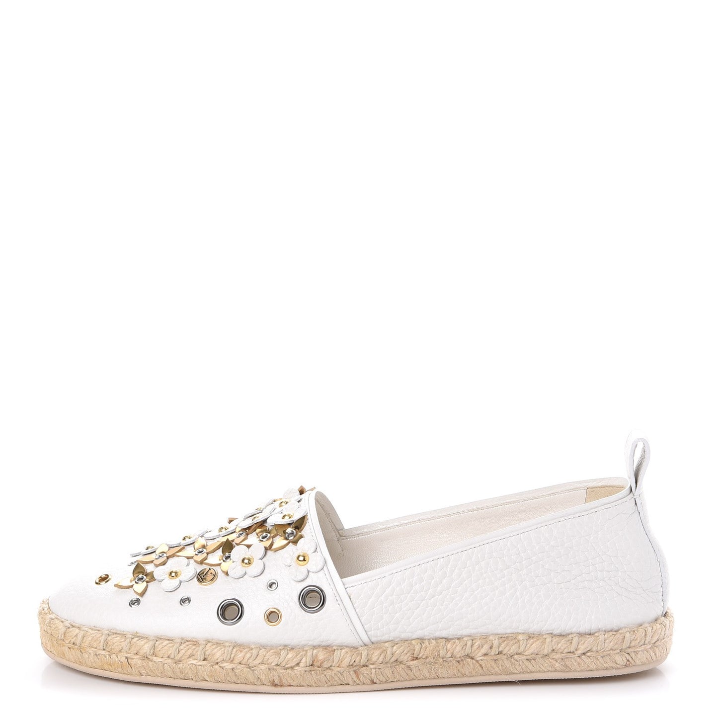 Calfskin Tropical Bloom Espadrille Flat 37.5 White