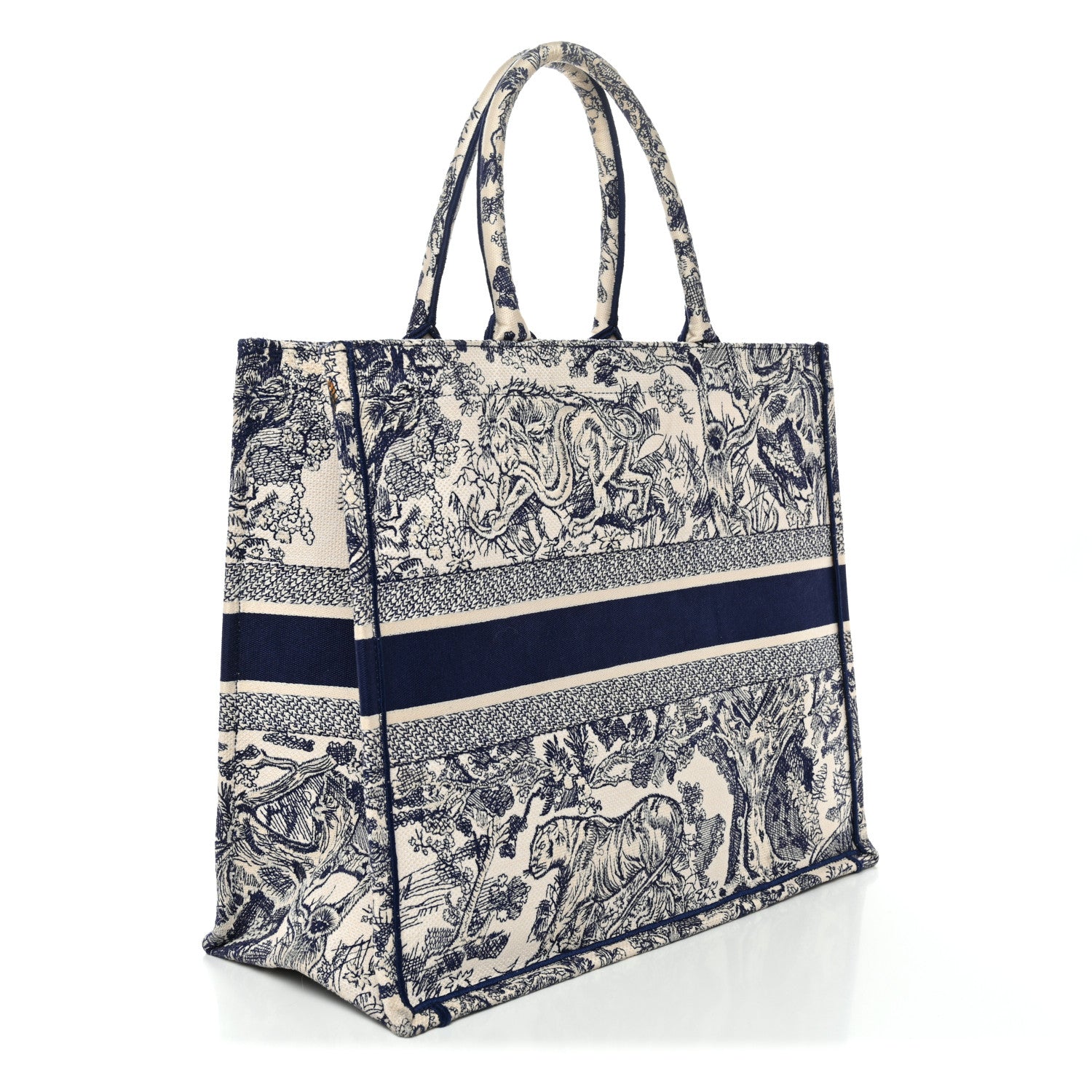 Christian Dior Canvas Embroidered Large Dioriviera Toile De Jouy Book Tote Blue 5 of 27