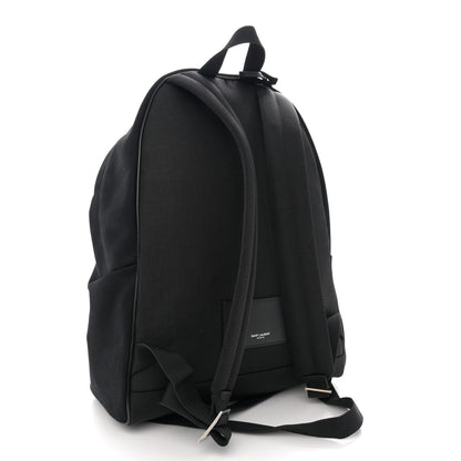 Saint Laurent Canvas Signature Embroidered City Backpack Black 3 of 10