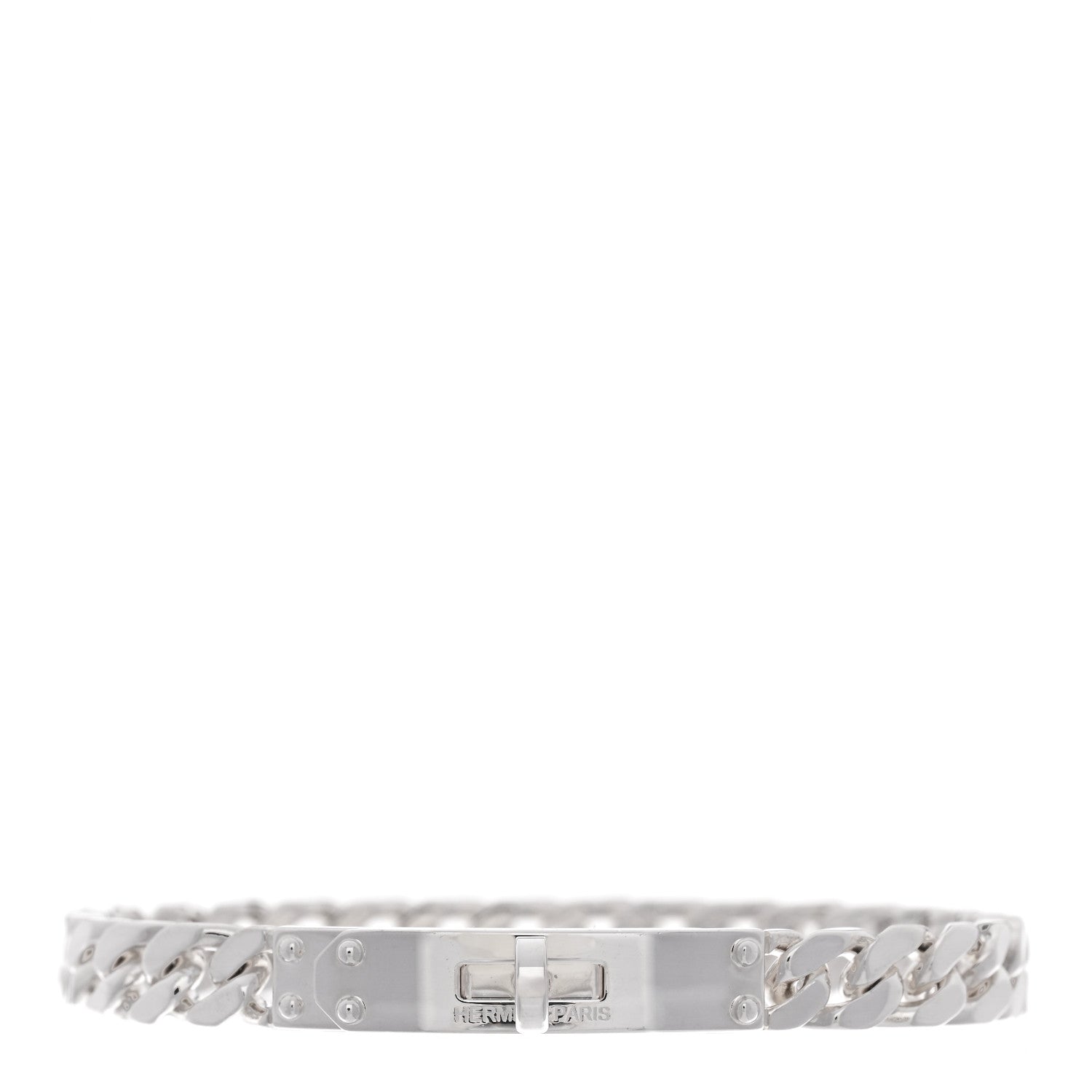 Hermes Sterling Silver TPM Kelly Gourmette Bracelet ST 1 of 3