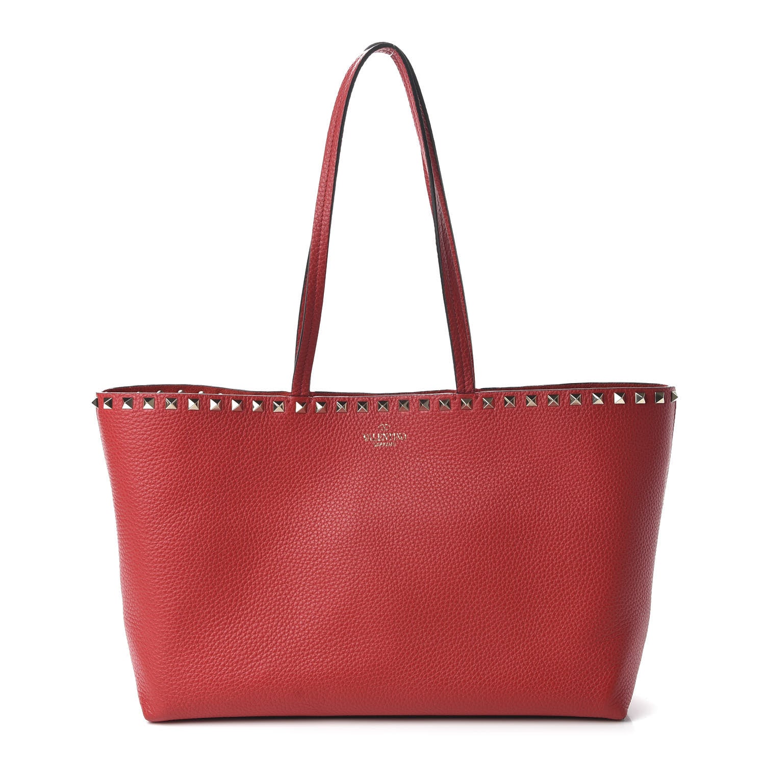 Valentino Garavani Grained Calfskin Small Rockstud Shoulder Tote Rouge Pur 1 of 9