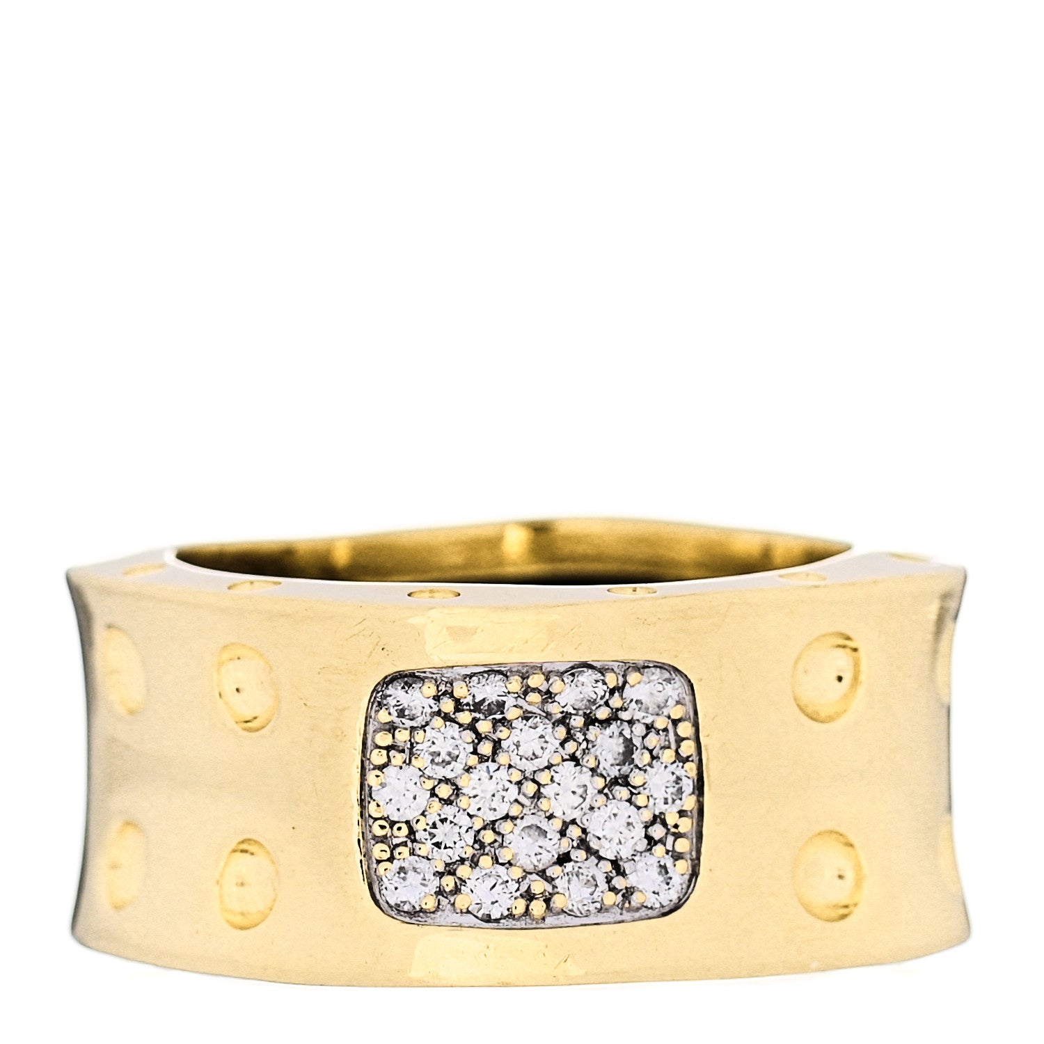 Roberto Coin 18K Yellow Gold Diamond Two Row Pois Moi Band Ring 58 8.25 1 of 4