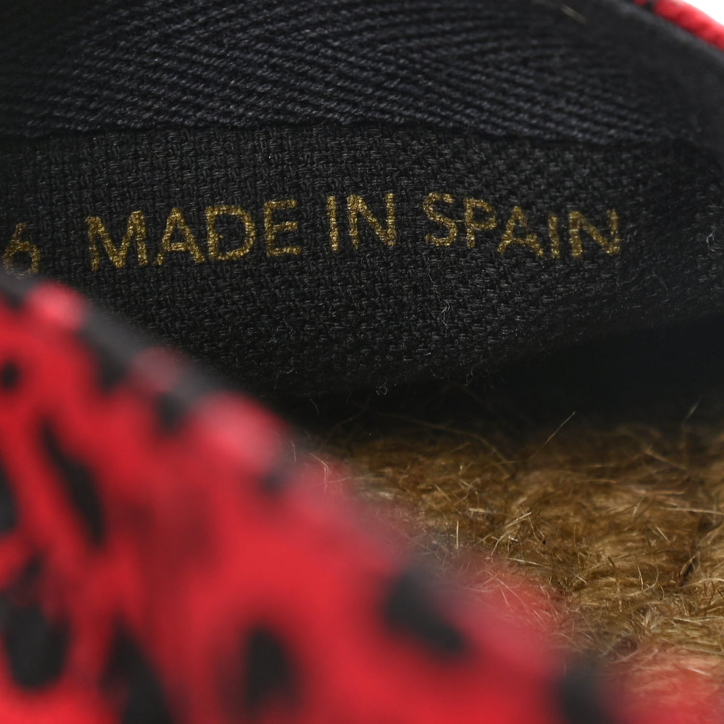 Canvas Leopard Print Espadrilles 38 Red Black