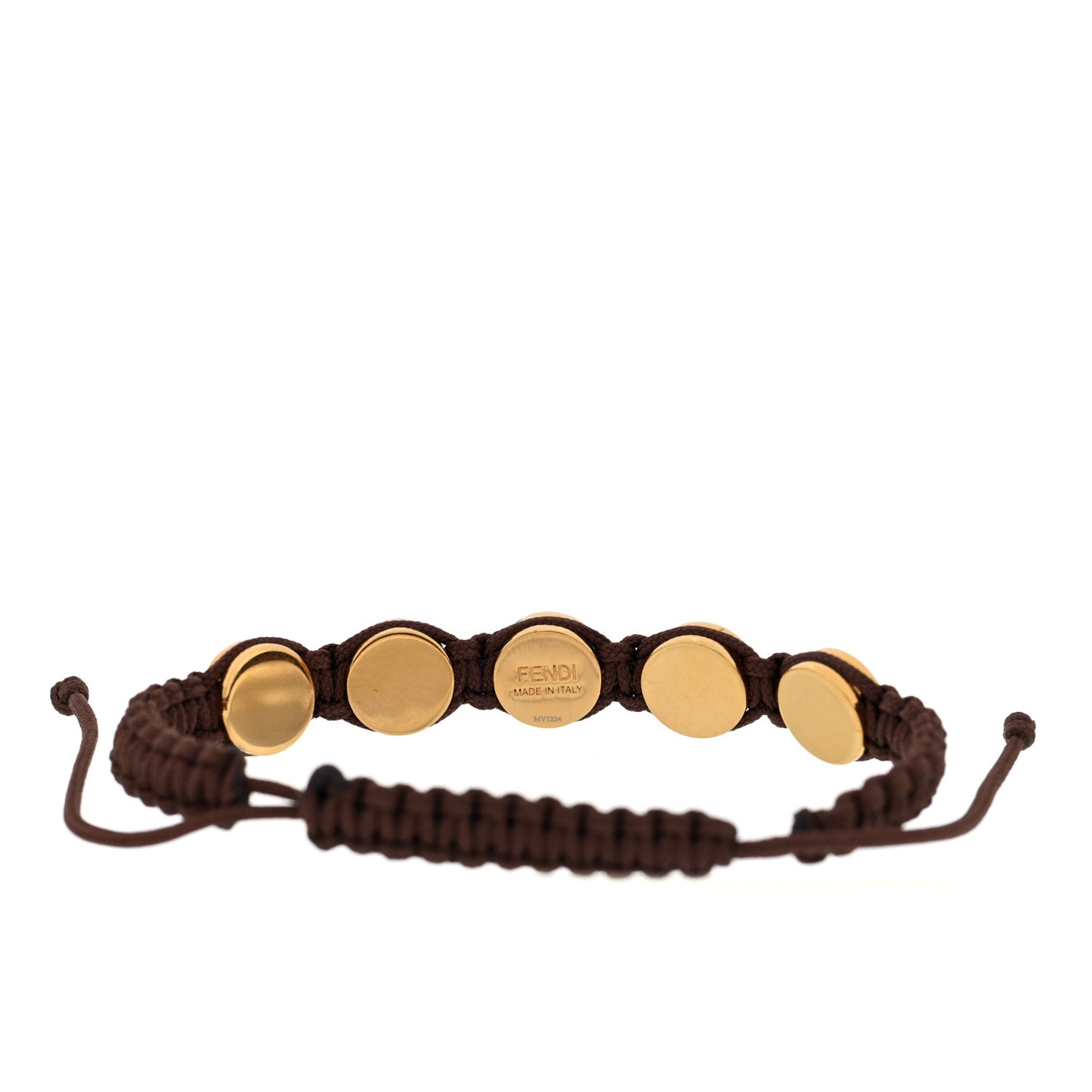 Fabric Braided Studded Bracelet Brown