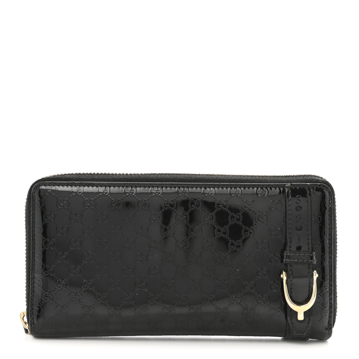 Patent Microguccissima Nice Zip Around Wallet Black