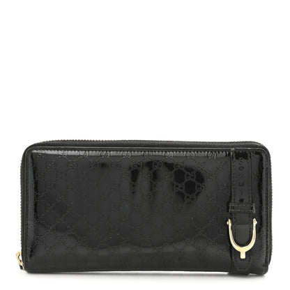 Gucci Patent Microguccissima Nice Zip Around Wallet Black 1 of 9