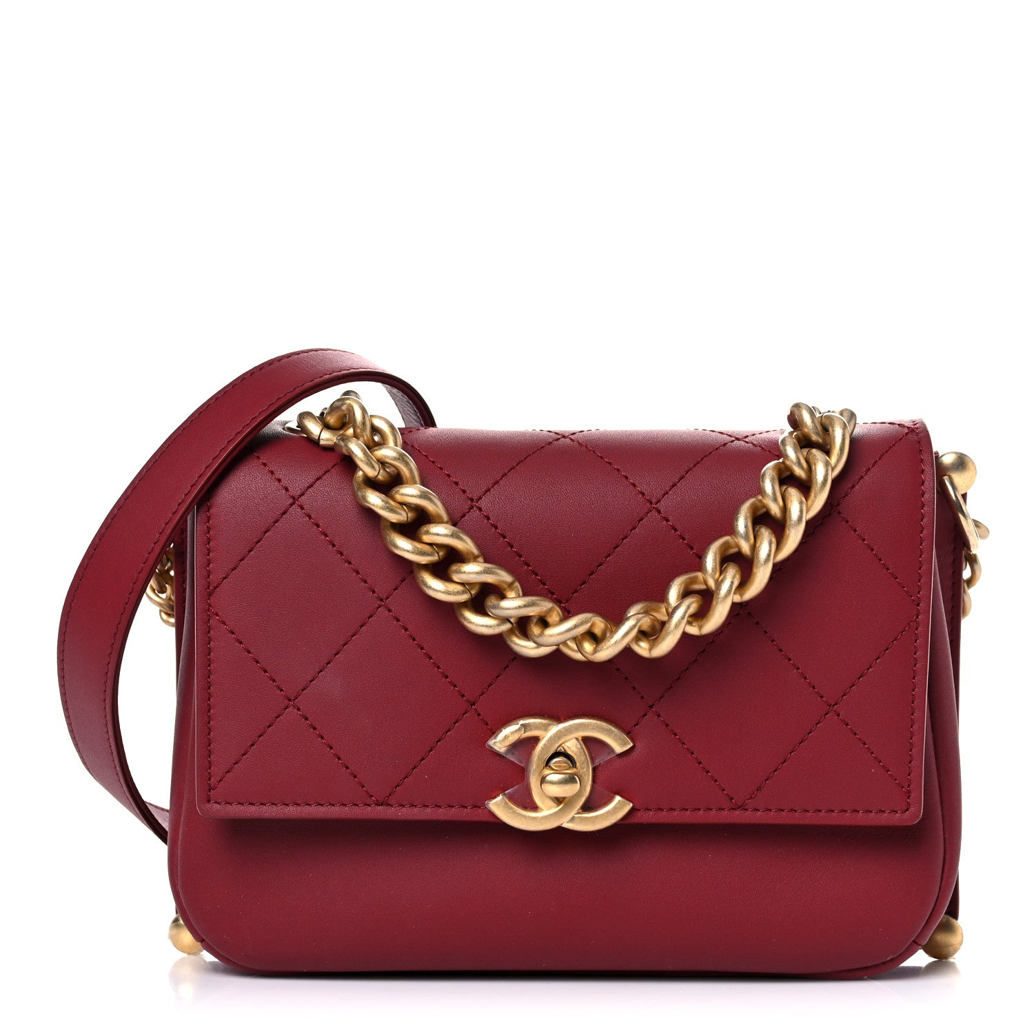 Chanel Calfskin Stitched Flap Red 1 of 14